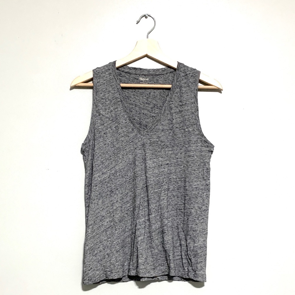 Madewell Deep V Heathered Grey Tank